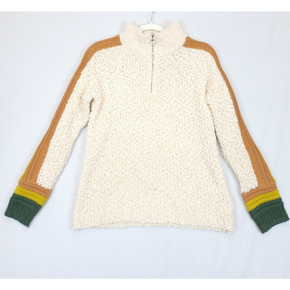 Mystree‎ popcorn Chunky Sweeter Women S 1/4 Zip Beige Fall Colors Long Sleeve